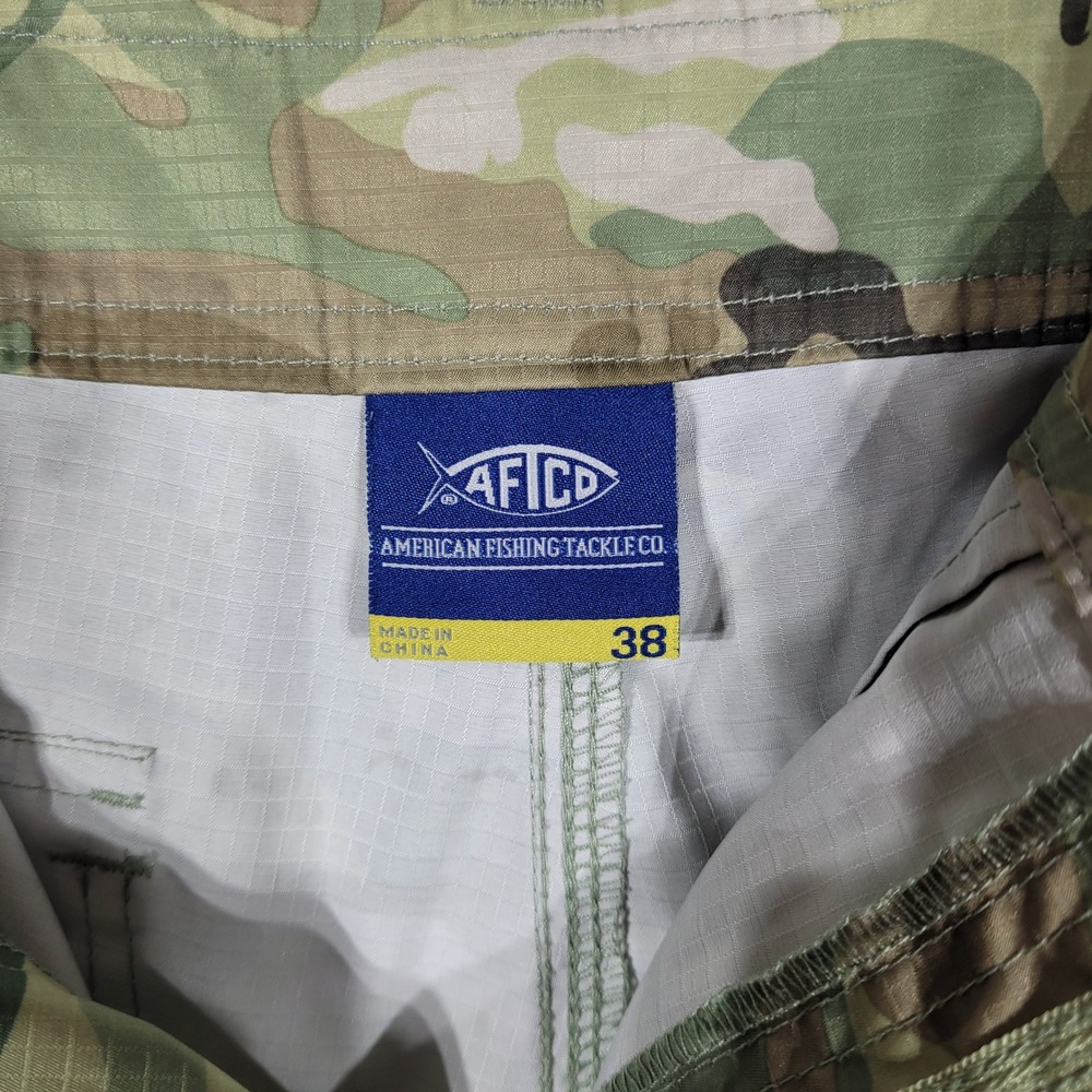 AFTCO TACTICAL FISHING SHORTS MENS 36 CAMO PERFORMANCE CARGO 10" GREEN RIPSTOP - Picture 3 of 9